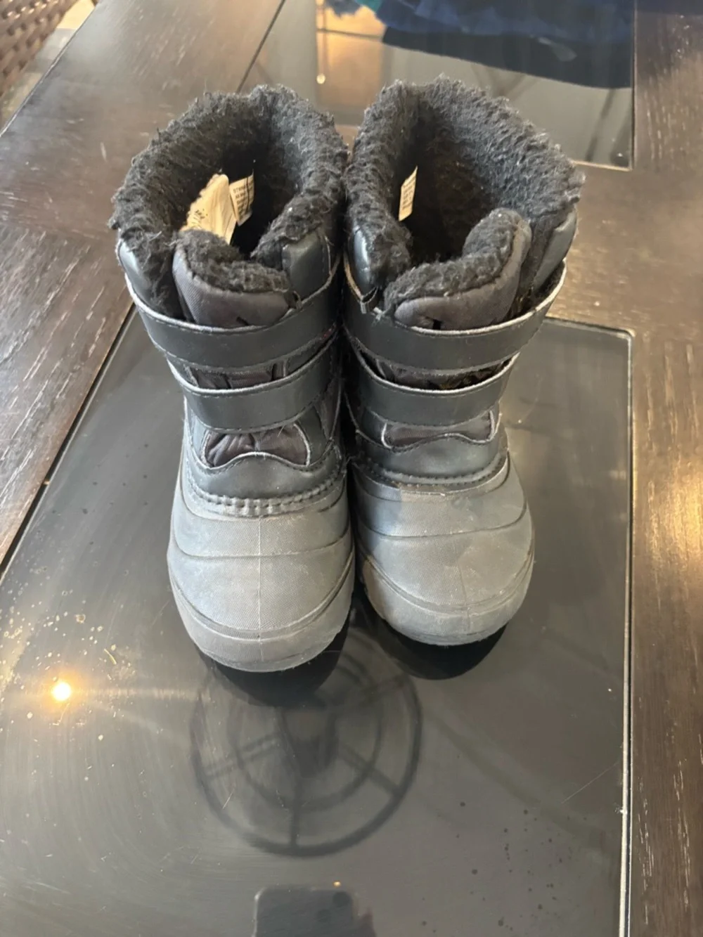wonder nation Black Kids Snow Boots with‎ Fleece Lining